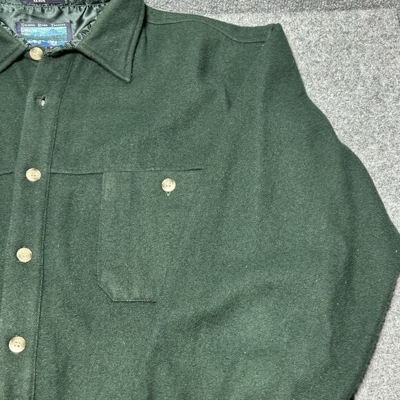 Vtg Salmon River Traders Long Sleeve Button Up Shirt Sz XLT Green Fleece Wool - Picture 5 of 11